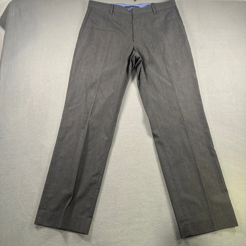 Banana Republic Classic Fit Mens Dress Pants 35x32 Charcoal Grey Blue Pinstripe